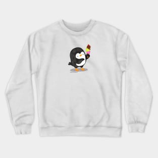 Penguin with Ice Cream Crewneck Sweatshirt